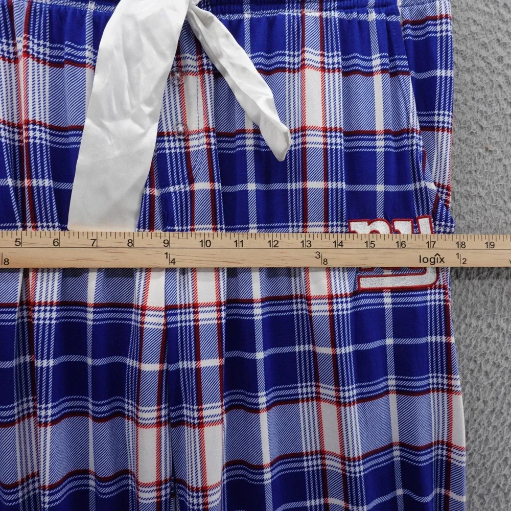 New York Giants NFL Plaid‎ Flannel Lounge Pants Large Blue White Women NWT